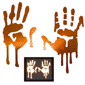 customTAYLOR33 High Intensity Grade Reflective Bloody/Dripping Hands Decals for Helmets, Windscreens, Rear Windows, Bumper Stickers (7 inches Height, Orange)