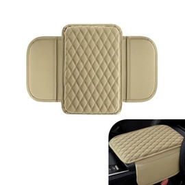1 PC Thin Car Arm Rest Cover, Car Center Console Pad, Universal Automobile Interior Accessories with Side Storage Bags, for Most Cars, Trucks and Vans (Beige)