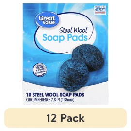 Unbranded (12 Pack) Steel Wool Soap Pads, 10 pcs