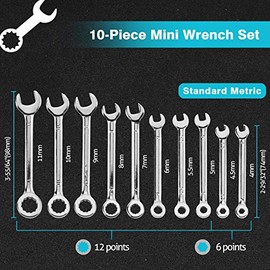 SPEEDWOX 10 Pcs Mini Combination Wrench Set, 4-11mm Open and Box End for Automotive, Industry, Electronics, Mechanic, Home, Hobby - High Carbon Steel