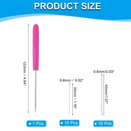 PATIKIL Doll Hair Rooting Kit, 0.6mm/0.8mm Hair Rerooting Knitting Needles with Plastic Awls Wig Tool for Hairs Making Supplies DIY Crafts Replacement Accessories, Rose Red