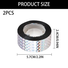 VNIDJGB 2 Pcs Bird Scarer Tape,Reflective Bird Deterrent Tape,2.4cm x 80m Holographic Flash Ribbon Rolls,Anti Pigeon Birds Scare Tapes,Deterrent the Birds for Gardens,Trees,Farm,Fruit(Grid,Striped)