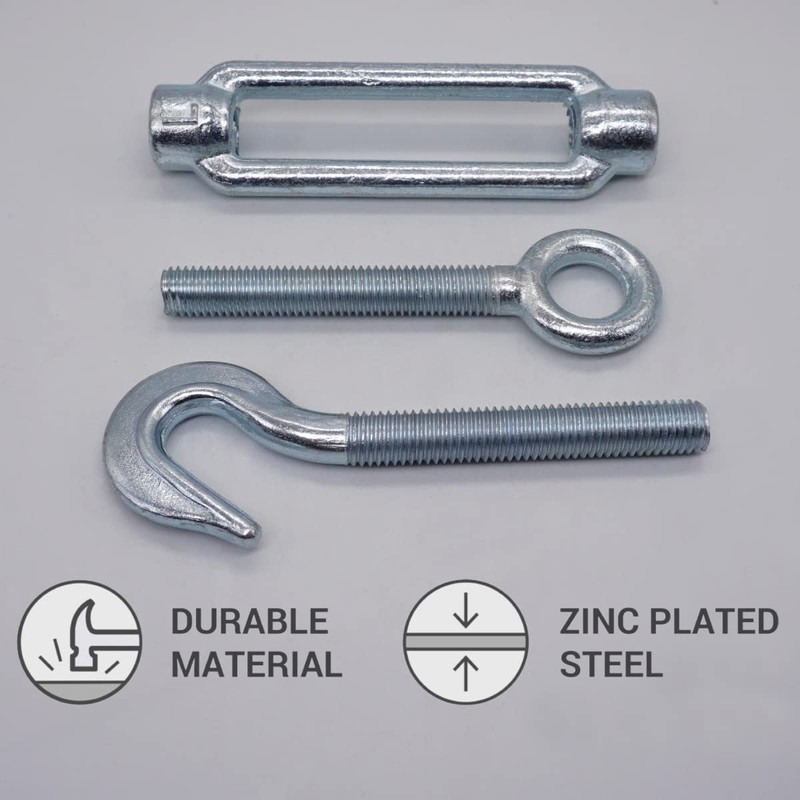(Pack of 2) Turnbuckle Wire Tensioner M12 Adjustable Turnbuckles Hook