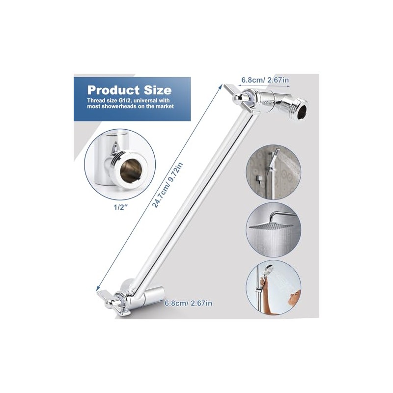 Extensión de acero inoxidable para alcachofa de ducha, brazo para