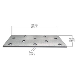 Flat Connecting Joining Plates Galvanised Zinc Z275g/m2 20μm Brace Bracket Perforated Metal Steel Sheet Timber Wood Fixing Heavy Duty 4" x 1.5" (100 x 40 x 2mm) Pack of 10pcs