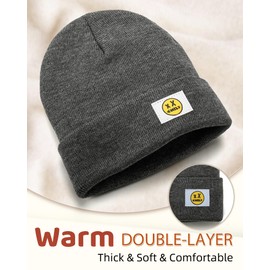 XMMAXFLOW Beanie for Women Men Double Layer Knit Winter Hats Soft Warm Cuffed Beanies Unisex Ski Hat, Heather Grey