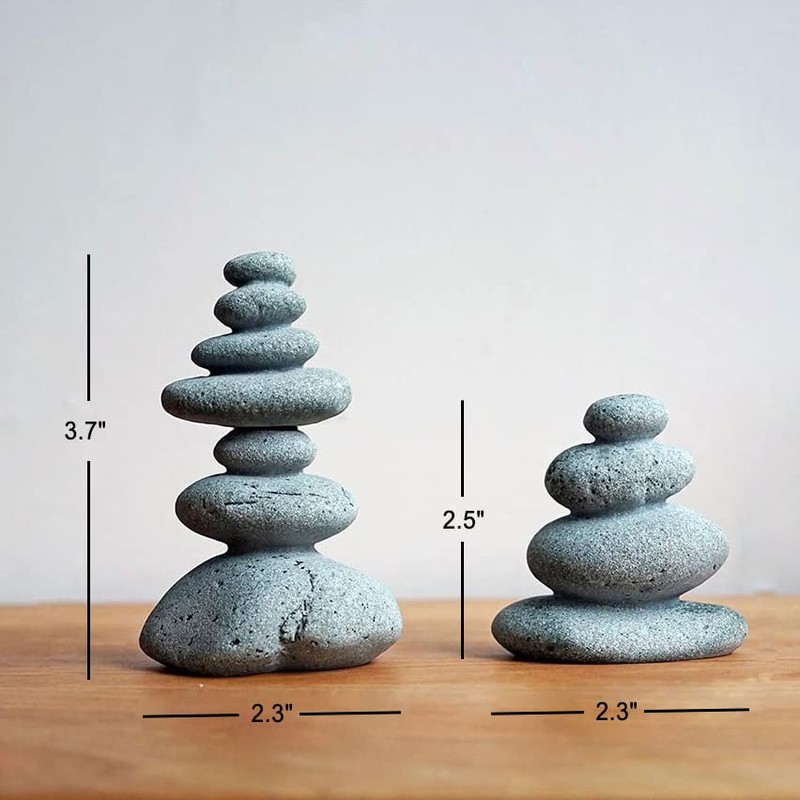 OwMell Balanced Stones Cairn Statue Garden Decor, Stacked Zen Rock