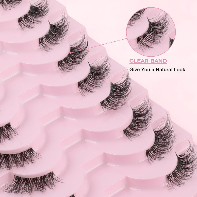 Sixstarhair Half Lashes Natural Looking Cat Eye Lashes with Clear