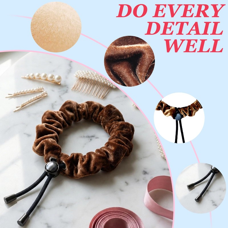 2 PCS Adjustable Hair Ties for Thick Hair, Large Satin