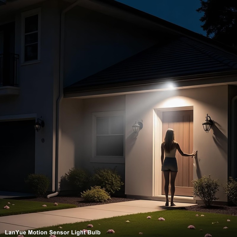lanyue Motion Sensor Light Bulbs, Dusk to Dawn Outdoor Lighting,