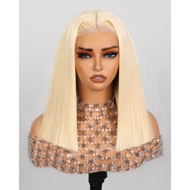 Arabella 613 Blonde Bob Wig Human Hair 613 Lace Front Wig Human Hair 13X4 Lace Front Bob Wig Human Hair 210% Density Pre Plucked With Baby Hair 613 Bob Wigs Human Hair (10 inch, 13x4 Blonde Bob)