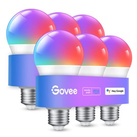 Govee Govee Smart Light Bulbs, WiFi & Bluetooth Color Changing Light Bulbs, Music Sync, 16 Million DIY Colors RGBWW Color Lights Bulb, Work with Alexa, Google Assistant Home App, 800 Lumen, 6 Pack