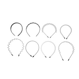 Healeved 8pcs Metal Wavy Headbands for Men Stretchable Sports Hair Accessories for Curly Straight Hair for Football and Daily Use