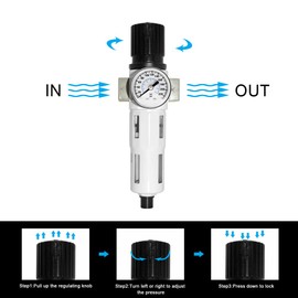 Beduan 3/8" Heavy Duty NPTCompressed Air Pressure Regulator Filter,Water/Oil Trap Separator Combo Tool Compressor Filter(MINI)