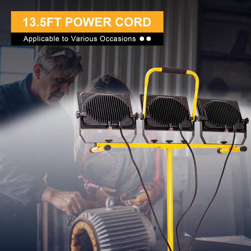 30000 Lumen Work Lights with Stand, 300W Three Head LED