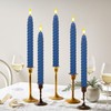 FCMSHAMD Dark Blue Spiral Flameless Taper Candles, 9.8 Inch Flickering