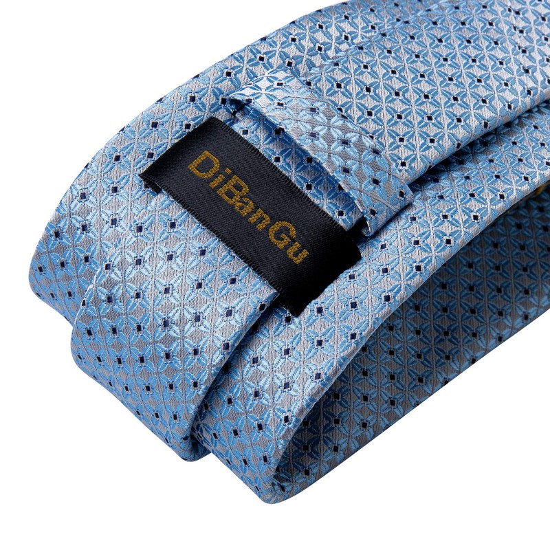 DiBanGu Men's Tie Set Silk Striped Checked Tie with Pocket
