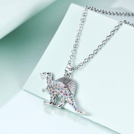 luomart Girls Dinosaur T-Rex Charm Necklace Jewelry Gift,Animal Lover Gifts Pendant for Boys Women (Spinosaurus)
