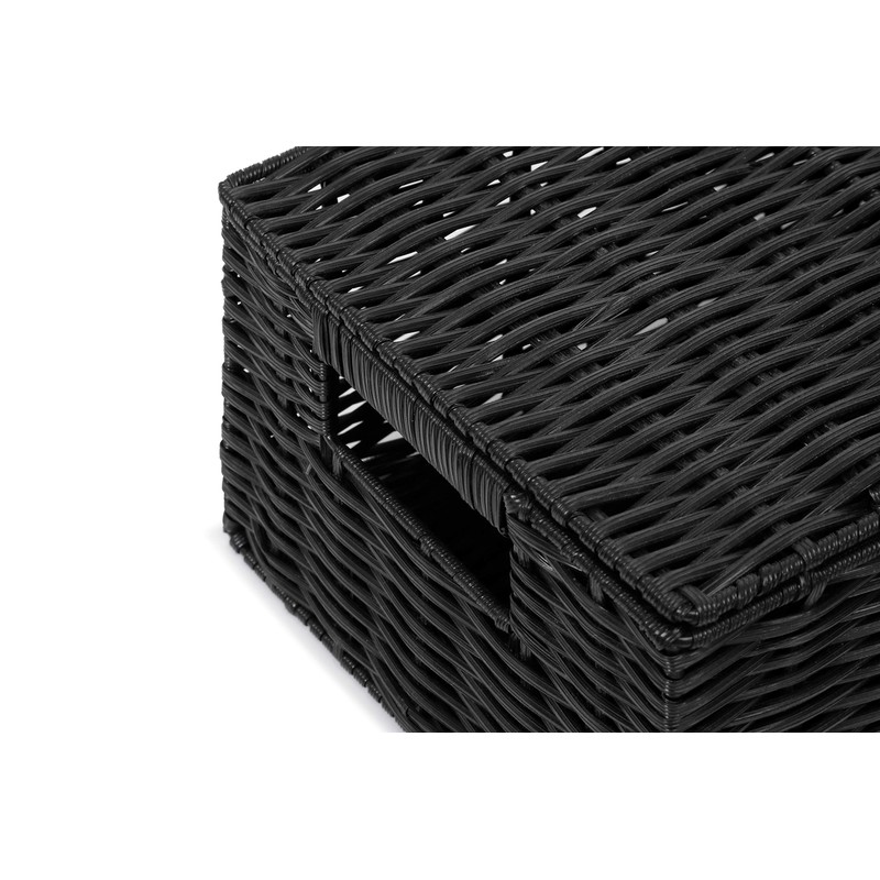 Arpan Small Resin Woven Storage Basket Box with Lid &