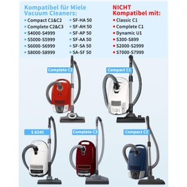 Toaren 3 Sets of Replacement Filters Compatible with Miele Compact C1 & C2, Complete C2 & C3, S8340, 3 HEPA Filters with 1 Cleaning Brush for S4000, S5000, S6000 & S8000 Series