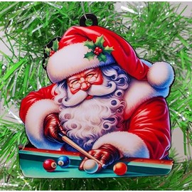 Generic Santa Billiards Ornament - Santa Claus Shooting Pool Christmas Ornament