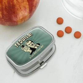 Tequila Brain Off Liver On Funny Humor Retro Rectangle Pill Case Trinket Gift Box