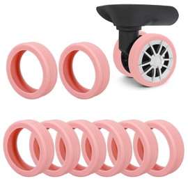 Lelucermaire Luggage Wheel Covers Silicone Suitcase Wheel Protector Noise Reducing Travel Suitcase Wheel Cover Wear-Resistant Luggage Wheel Protectors 8 PCS (Pink)