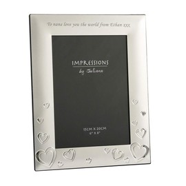 Juliana Photo Frame 2 Tone Silverplated Hearts 6" x 8"