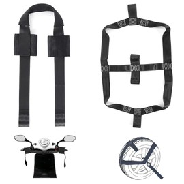 Motorcycle Rear Wheel Tie Down Strap and Bar Harness Handlebar, Universal Soft Loop Strap Wheel Transport Balance Tire Straps for Trailer Scotter and Motorcycle (Handlebar and Real Straps)