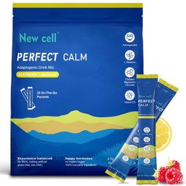Newcell RTW Perfeclcalm Powdered Drink Mix, Raspberry Lemonade, L Theanine，Ashwagandha, Magnesium Glycinate, Vitamin D 3, Supplements for Relaxation & Focus, No Sugar, Non GMO - Specification: 2 bottles (buy 1 get 1 free)