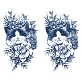 Jagua Tattoos Tattoo Stickers, 2 Weeks Disappearing Henna Tattoos Real Cute Animals Cat Dog Fox Pegasus Deer 2 Pack (gz771-2)