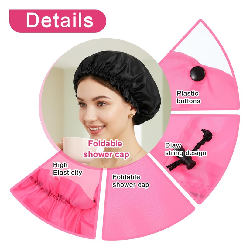2pcs Large Adjustable Braids Shower Cap for Long Hair Waterproof