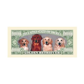 American Art Classics Pack of 5 - Golden Retriever Dog Million Dollar Bills - Best Gift for Golden Retriever Lovers