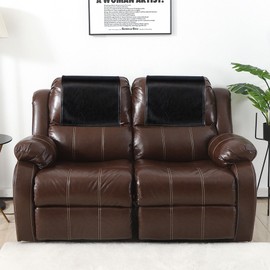 Hittun 2 Pieces Recliner Headrest Covers Protector Non Slip Waterproof Recliner Sofa Headrest Covers for Recliner Chair,Faux Leather Recliner Couch Headrest Protector for Sofa,Theater Seat Black