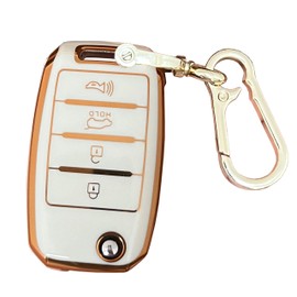 BINOWEN QIXIUBIA for Kia Key Fob Case Cover, Key Fob Shell with KeyChain Fit for Kia Rio Optima Soul Sportage Sorento Carens Smart Remote Fob Keys (Milky-white)