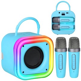 Mini Karaoke Machine for Kids, Girl Toys Gifts, Kids Karaoke Wireless Microphone for 4,5,6,7,8,9,10,11,12 Years Old Boys and Girls Christmas Party Gifts Toys (Blue-New)
