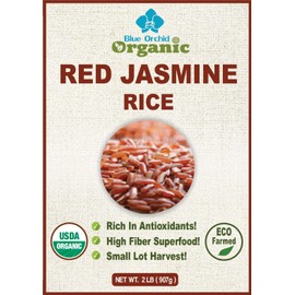 Organic Thai Red Jasmine Rice - Gluten Free - Preservative Free - Small Lot Farmed from Thailand - 2 LB