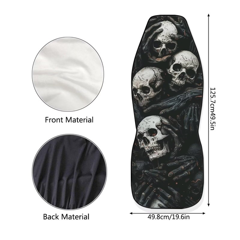 Rucaresri Horror Skeleton Print Car Front Seat Covers, Breathable Easy
