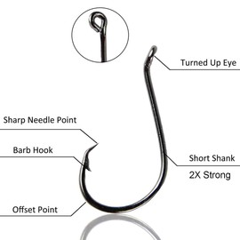 Circle Hooks Fishing Hooks Tackle - 120pcs 2X Strong Saltwater Fishing Hooks Octopus Circle Hooks Customized Offset Sport Circle Hook for Catfish Bass Size 4/0