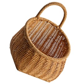 ULTECHNOVO Hanging Fruit Vegetable Basket Woven Kitchen Storage Basket with Handle for Home Decor Space Saving Wall Decoration for Storing Bread Seasonings