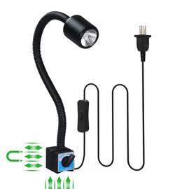 Xapolu LED Magnetic Work Light with Flexible Gooseneck, 12W 1200 Lumens 6500K 110V US Plug, Machine Lathe Light with Magnetic Base for Sewing Machine, Work Bench, Lathe Workbenches
