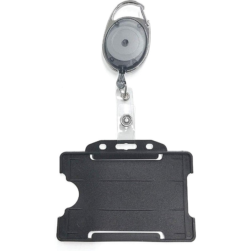 PCL Media ltd Black Retractable Badge Reel with Carabiner Clip