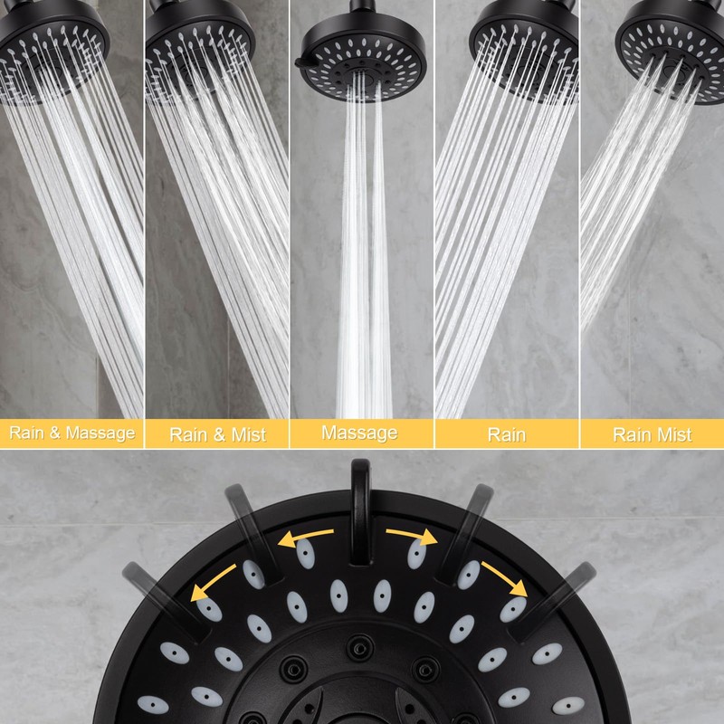 AISOSO Shower Head, 5 Modes High Pressure Shower Heads for