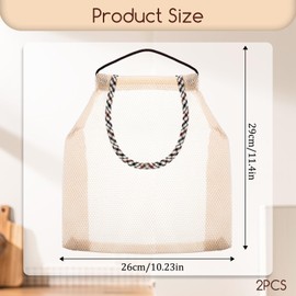 Fyntave 2 Pack Hanging Storage Mesh Bags Reusable Portable Mesh Tote Bag Durable Fruit and Vegetable Bags Net Storage Produce Bag Open Pocket Kitchen Organizer for Onions Garlics Potatoes