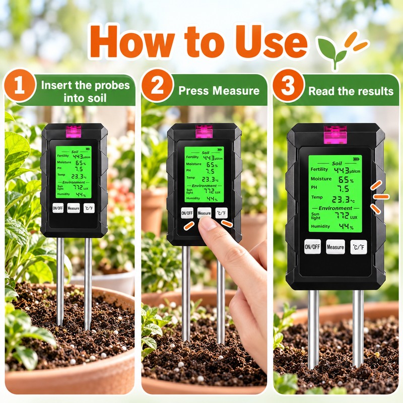 6-in-1 Digital Soil Tester for Indoor & Outdoor Plants –