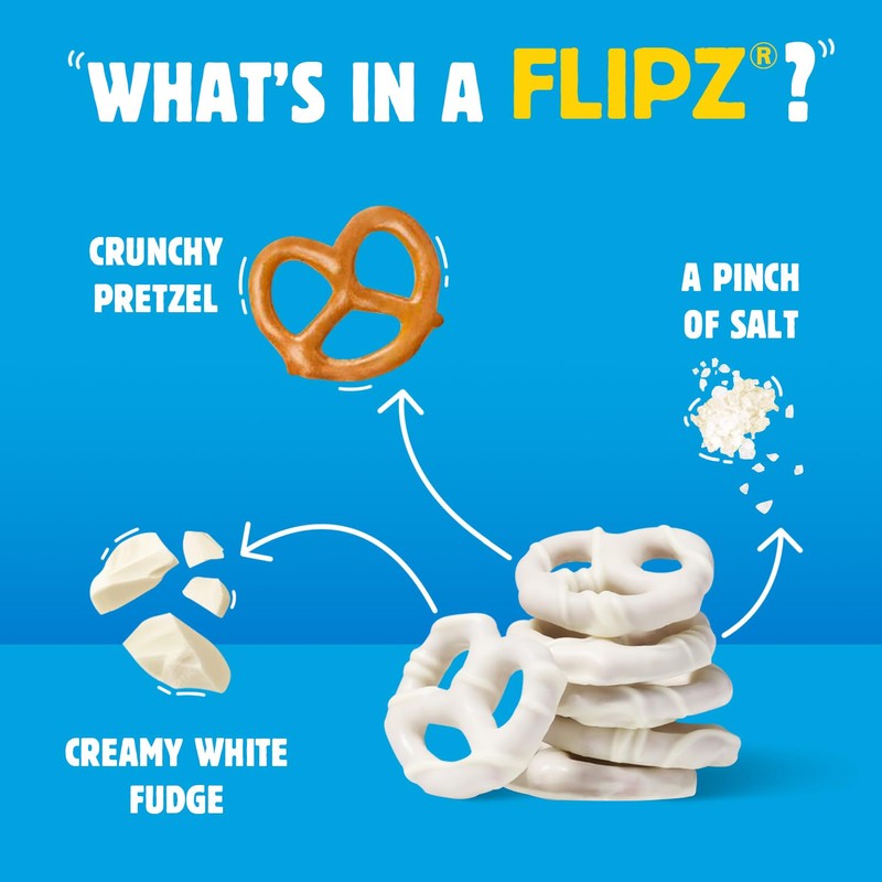 Flipz White Fudge Covered Pretzel, 5 Ounce (Pack of 6)