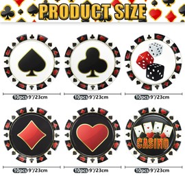 APUXXJUPA 60 Pcs Casino Paper Plates, 9'' Poker Dice Print Plates for Casino Theme Party Decorations Las Vegas Party Decorations Game Night