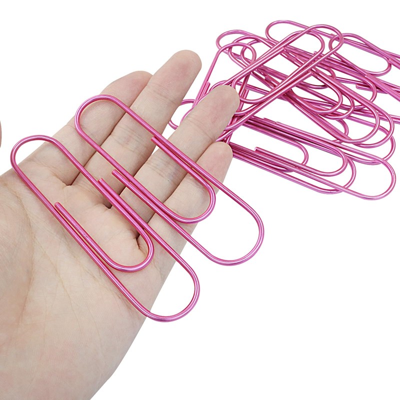 Auvotuis 15Pcs 4 Inch Jumbo Paper Clips, Pink Coated Large