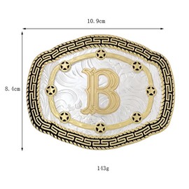 Seternaly Large Golden Initial Belt Buckle Western Cowboy Belt Buckle with Letter ABCDMRJ to Z for Men Women Boys Girls