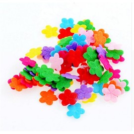 200PCS Multicolor Fabric Embellishments Felt Pads Appliques for DIY Craft Decoration and Sewing Handcraft (5 Petal Flowers)
